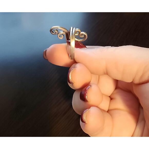 Elegant 925 Silver Long Scroll Ring – Size 8, Adjustable Vintage Design - Picture 4 of 5